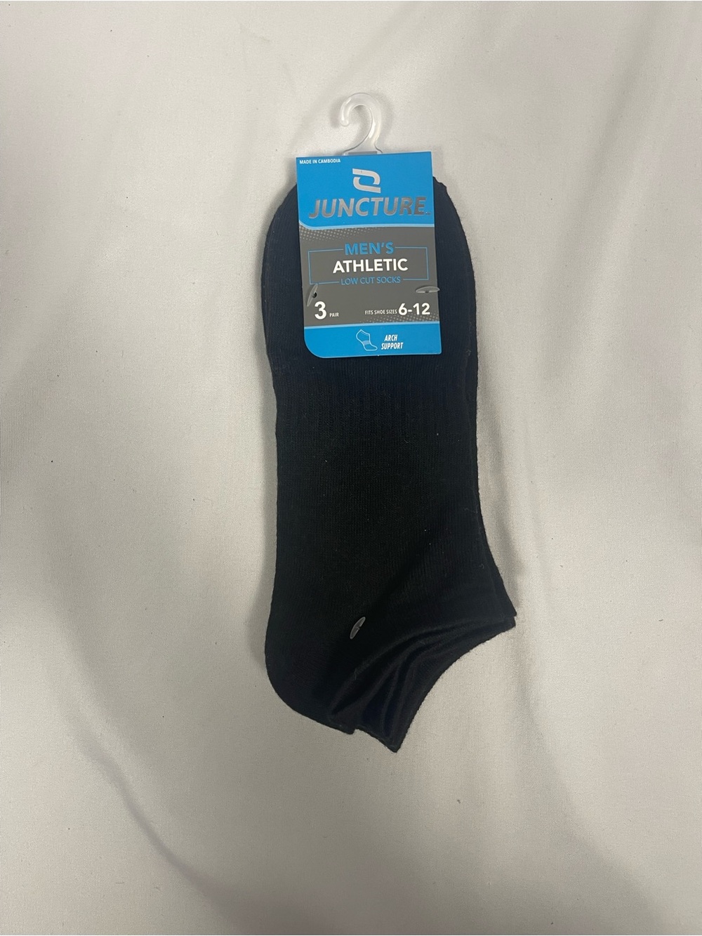 Juncture Men's Athletic Low Cut Socks - Black (3 Pack)